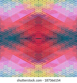 Seamless Retro Geometric Pattern. Texture with triangles, rhombus.Mosaic. Abstract pattern, waves background 