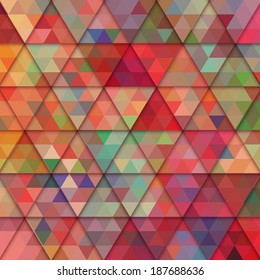 Seamless Retro Geometric Pattern. Texture with triangles, rhombus.Mosaic. Abstract pattern, waves background 