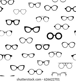 Seamless retro glasses web UI. Sunglasses black silhouettes. Eye glasses icon app game. Vector illustration