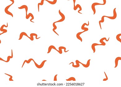 Seamless retro groovy pattern. Groovy power. Retro vibe. Orange doodles on white background. Style of the 60s, 70s, 80s.