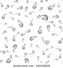 Seamless retro hand drawn teapots, great design for any purposes. Seamless pattern. Teapot hand drawn a pattern in Chinese style on white background. Retro typography. Kettle icon. Isolated vector.