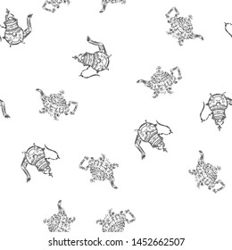 Seamless retro hand drawn teapots, great design for any purposes. Seamless pattern. Teapot hand drawn a pattern in Chinese style on white background. Retro typography. Kettle icon. Isolated vector.