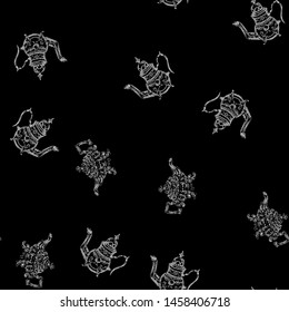 Seamless retro hand drawn teapots, great design for any purposes. Seamless pattern. Teapot hand drawn a pattern in Chinese style on black background. Retro typography. Kettle icon. Isolated vector.