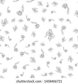 Seamless retro hand drawn teapots, great design for any purposes. Seamless pattern. Teapot hand drawn a pattern in Chinese style on white background. Retro typography. Kettle icon. Isolated vector.