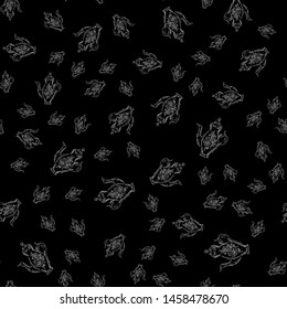 Seamless retro hand drawn teapots, great design for any purposes. Seamless pattern. Teapot hand drawn a pattern in Chinese style on black background. Retro typography. Kettle icon. Isolated vector.