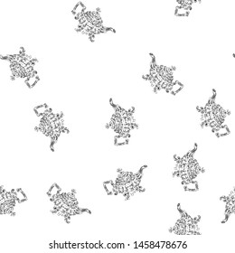Seamless retro hand drawn teapots, great design for any purposes. Seamless pattern. Teapot hand drawn a pattern in Chinese style on white background. Retro typography. Kettle icon. Isolated vector.