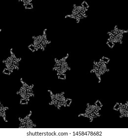 Seamless retro hand drawn teapots, great design for any purposes. Seamless pattern. Teapot hand drawn a pattern in Chinese style on black background. Retro typography. Kettle icon. Isolated vector.