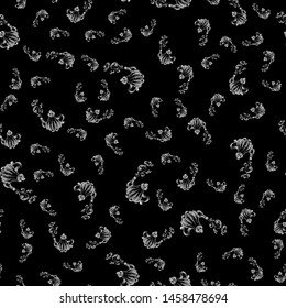 Seamless retro hand drawn teapots, great design for any purposes. Seamless pattern. Teapot hand drawn a pattern in Chinese style on black background. Retro typography. Kettle icon. Isolated vector.