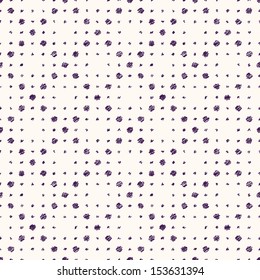 Seamless retro hand-drawn polka dot pattern. Repeating geometric tiles of circles and rhombus