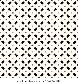 Seamless retro hand-drawn polka dot pattern. Repeating geometric tiles of circles and rhombus