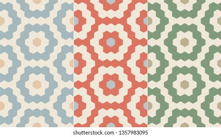 seamless retro hexagon mosaic pattern with texture. Seamless geometric background