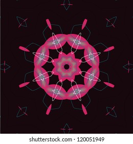 Seamless retro kaleidoscope flowers vector background