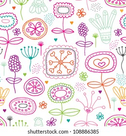 Seamless retro kitchen flowers background pattern in vector