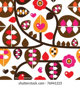 Patrón de fondo de la ilustración retro y de la rama floral sin fisuras en el vector