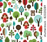 Seamless retro Little Red Riding Hood tale pattern in vector