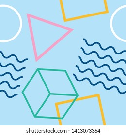 Seamless Retro Memphis Background Abstract Pattern with colorful and geometric shape for fashion and wallpaper