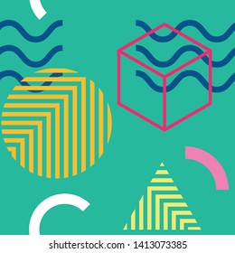 Seamless Retro Memphis Background Abstract Pattern with colorful and geometric shape for fashion and wallpaper