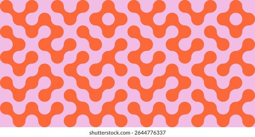 Patrón de Metaball retro sin fisuras — Abstractas fondo de puntos orgánicos estilo años 70 en naranja y rosa

