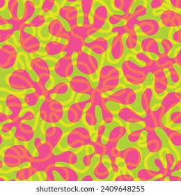 Seamless retro mod psychedelic design. Abstract tropical pattern for backgrounds, fabric design, wrapping paper.  Vector illustration.