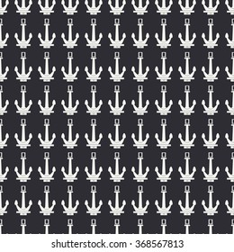 Seamless retro monochrome marine pattern with anchor. Wrapping paper. Scrapbook paper. Tiling. Vector illustration. Stylish background. Graphic texture for design, wallpaper.
