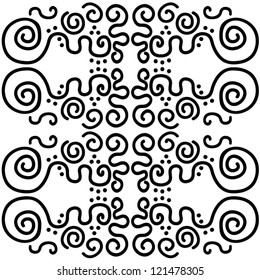 Seamless retro ornamental pattern with curves, vector illustration