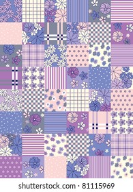 seamless retro patchwork with flowers