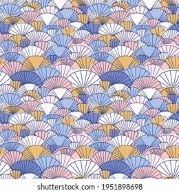 Seamless retro pattern with abstract fan shapes