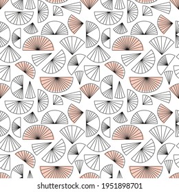 Seamless retro pattern with abstract fan shapes