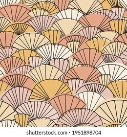 Seamless retro pattern with abstract fan shapes