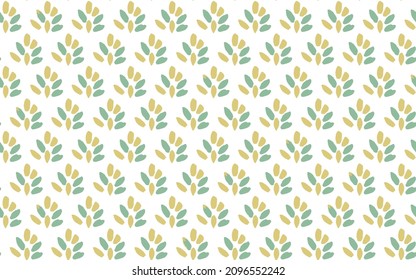 Seamless retro pattern abstract floral ornament in delicate colors yellow, green on a white background.