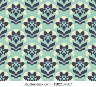 seamless retro pattern with abstract flowers