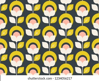 seamless retro pattern with abstract flowers