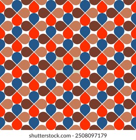 Seamless retro pattern with abstract flowers. Endless backdrop from multicolored abstract shapes. Vector template for design of fabric wallpaper wrapping