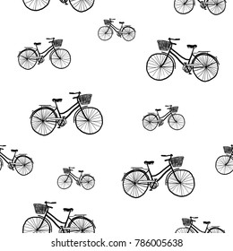 Seamless retro pattern with bicycles - textile or bedsheet quirky design vector.