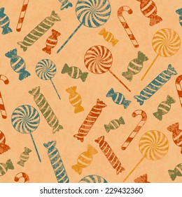 Seamless retro pattern with candies. Vector illustration EPS10