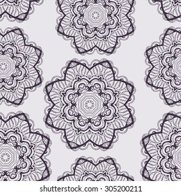 Seamless retro pattern with circular ornaments. vector illustration