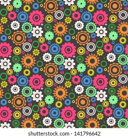 Seamless retro pattern with cogwheel