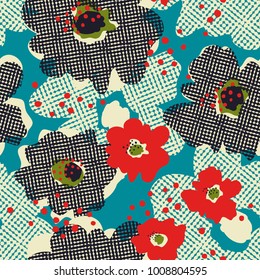 seamless retro pattern with flowers 