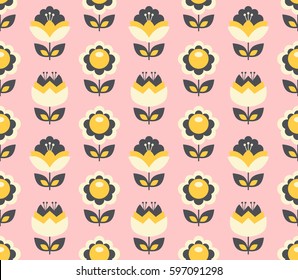 seamless retro pattern with flowers