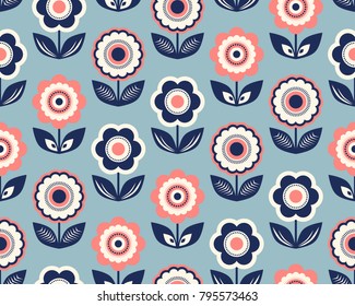seamless retro pattern with flowers