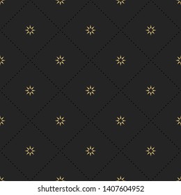 Seamless retro pattern with flowers. Dark golden texture. Repeating geometric simple background.