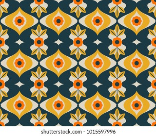 seamless retro pattern with flowers and leaves