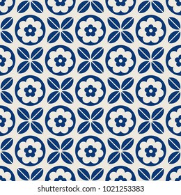 seamless retro pattern with flowers and leaves