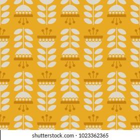 seamless retro pattern with flowers and leaves