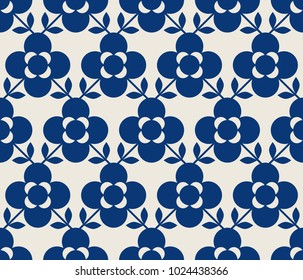 seamless retro pattern with flowers and leaves