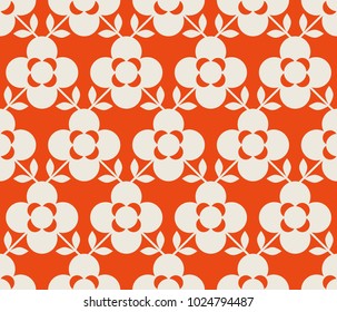 seamless retro pattern with flowers and leaves