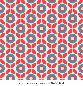 seamless retro pattern with flowers and leaves