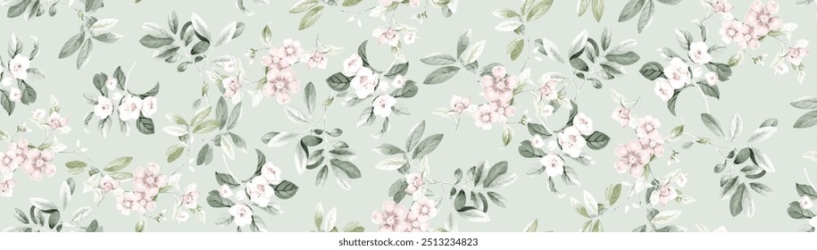 Seamless retro pattern from flowers of petunias and butterflies