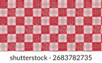 Seamless retro pattern. Geometric background with lines, check.  Checked design for wallpaper, background, fabric, clothes. Endless repeat backdrop. Plaid green, red, pink hand drawn seamless pattern.
