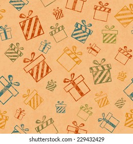 Seamless retro pattern with gift boxes. Vector illustration EPS10